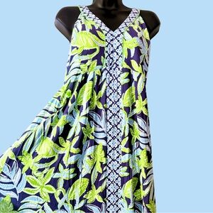 Lilly Pulitzer Vibrant Blue and Green Carmilla Maxi Dress • NWT • Size 14